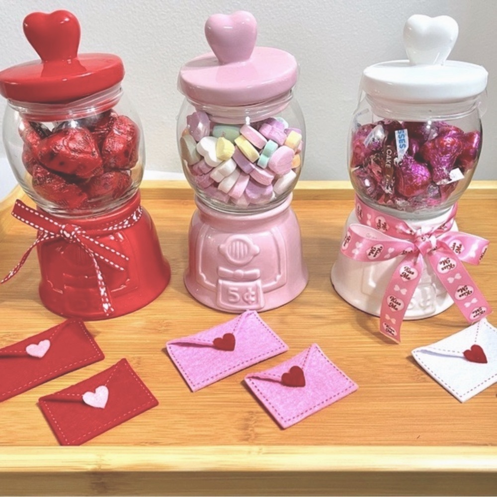 Valentine’s ceramic gum ball machine your choice of color